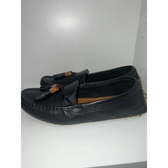 Gucci Men's Black Pebbled Leather Loafers with Bamboo Tassels - Picture 4 of 6